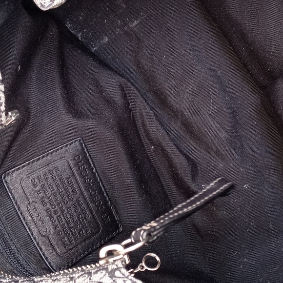 COACH C PRINT PURSE/BAG WITH LEATHER HANDLES - Picture 8 of 10